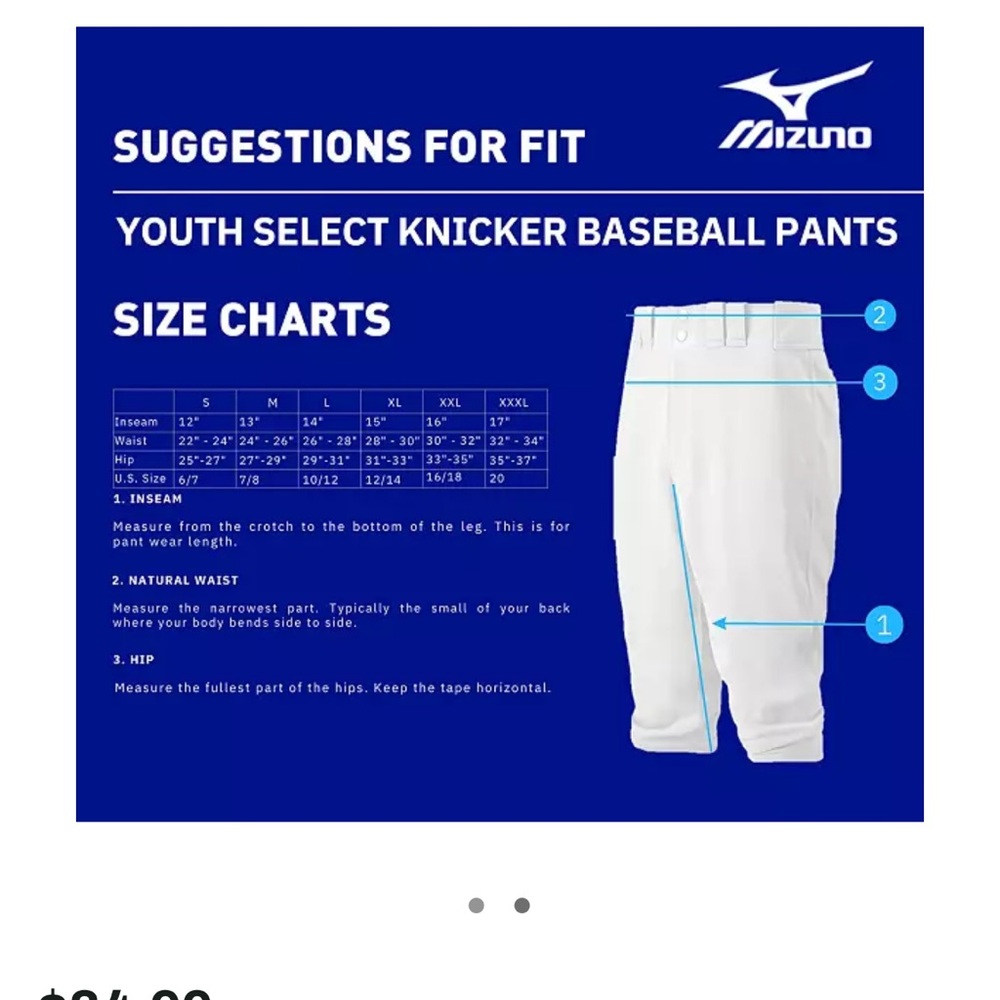 NWT Youth Mizuno Baseball Short Pant Knickers - Picture 5 of 10